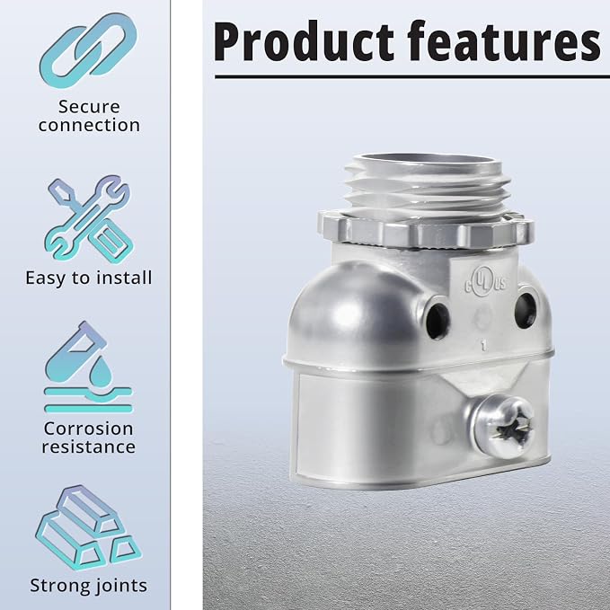 3/8 Inches Flexible Metal Conduit Duplex Connector, Flex Wire Box Connectors - Image 3