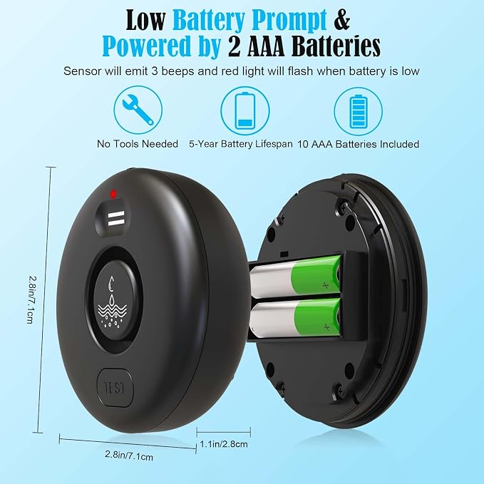 5 Pack Water Leak Alarm Detector, 120dB Loud Alert, IP66 Waterproof | Water - Image 6