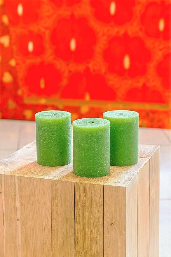 Set of 3 Pillar Candles 3" x 4" Unscented Handpoured Weddings, Home Decoration - Image 7
