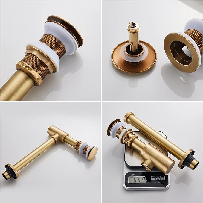 1-1/4" Solid Brass Bottle Trap Pop-Up Sink Kit Antique No Overflow - Image 8