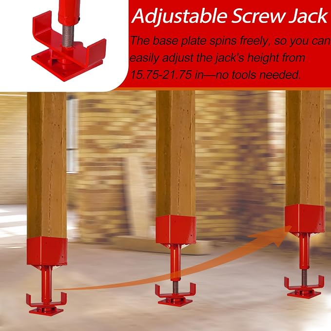 6x6 Screw Jack, Adjustable House Floor Jack - Image 4