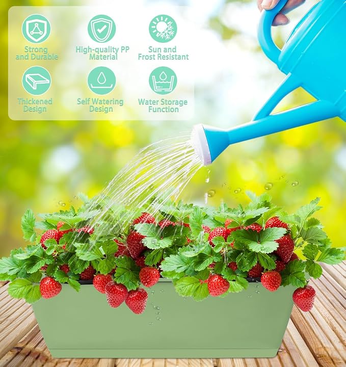 LOCONHA 7 Pack Window Box Planter, Plastic Vegetable Flower Planters Boxes | 17 - Image 4