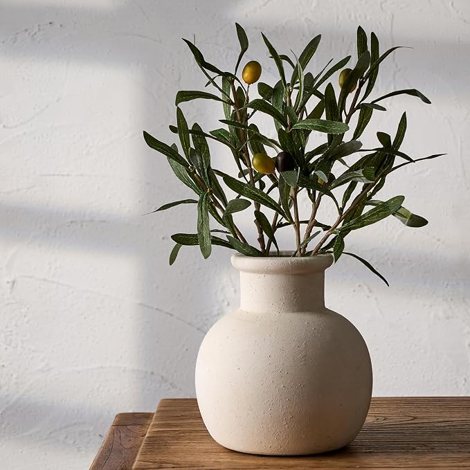 SIDUCAL Ceramic Rustic Farmhouse Vase | 6 Inch Pottery Decorative Boho Flower by SIDUCAL