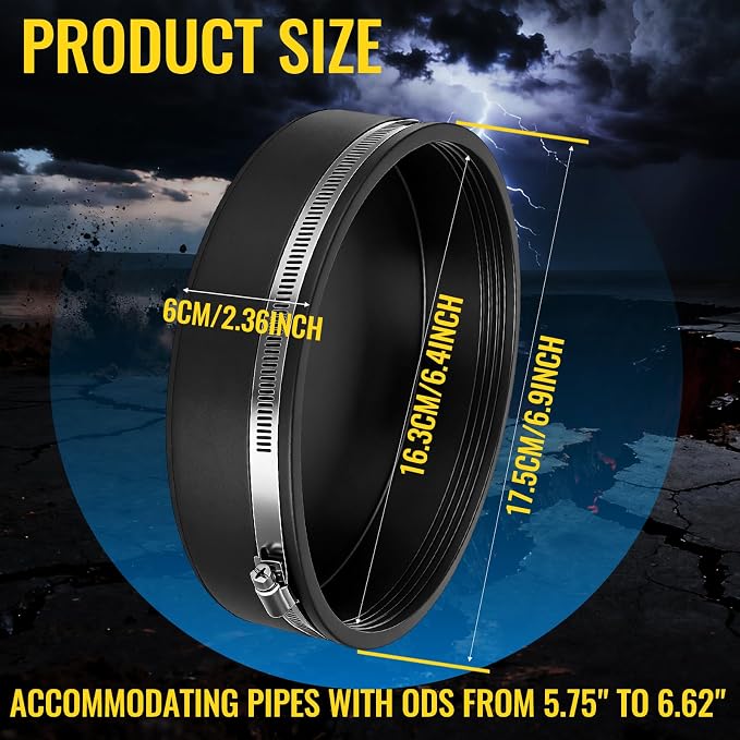 3 Pack 6 Inch Flexible PVC Pipe Cap - Image 2