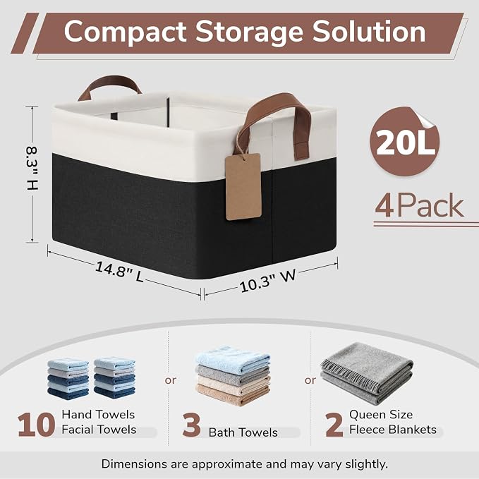CHICVITA 4 Pack Fabric Storage Bins - Image 3