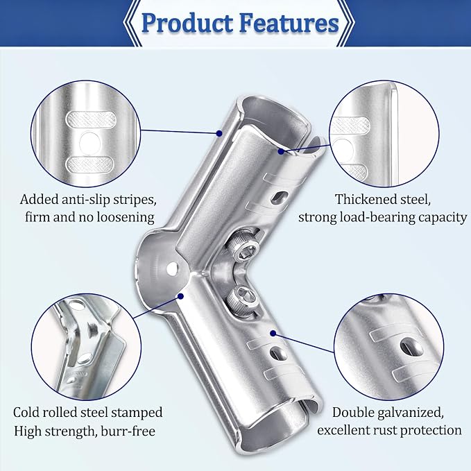 10 Sets 90 Degree T Pipe Connector, Heavy Duty Carbon Steel Tee Clamp, Tight Fit - Image 6