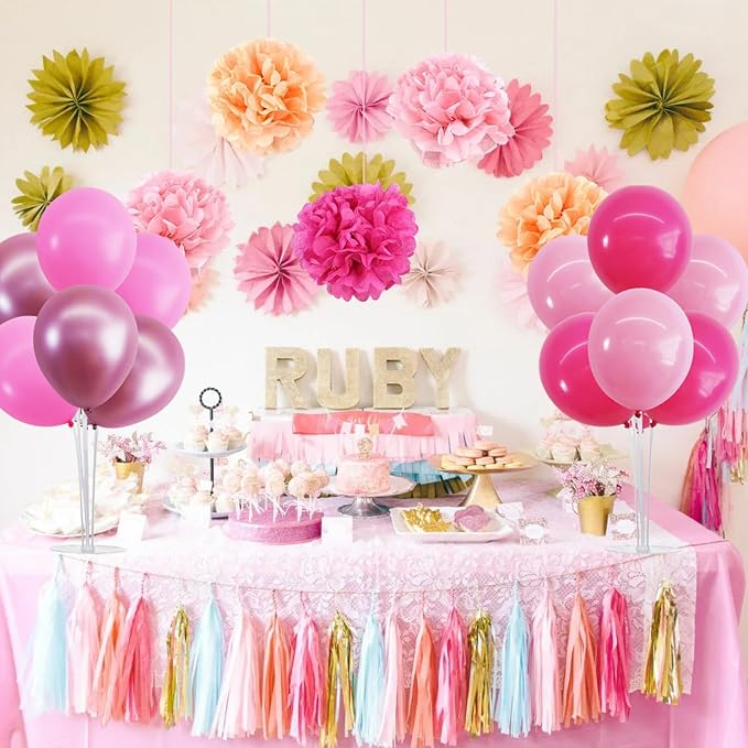 TONIFUL 4 Set Metallic Pink Balloon Stand Balloon Centerpiece - Image 6