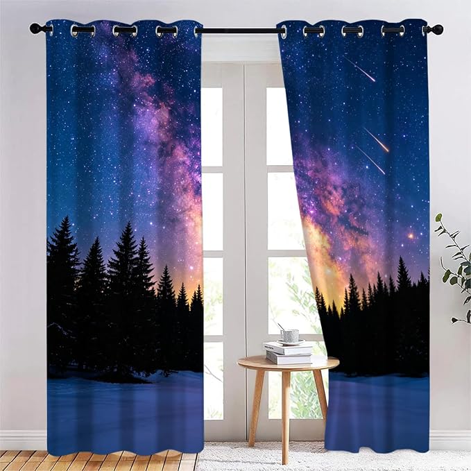 Forest Curtains, Milky Way Meteor Shower Blackout Curtains 96 Inches Long by Unknown