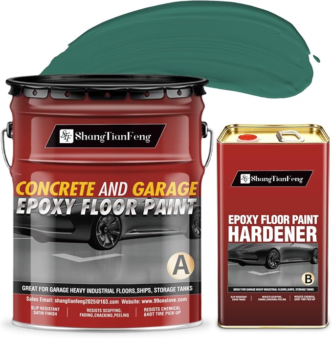 4 Gallon Epoxy Floor Paint kit -100% solids| 6H hardness|20-year durability| by STFShangTianFengPAINT