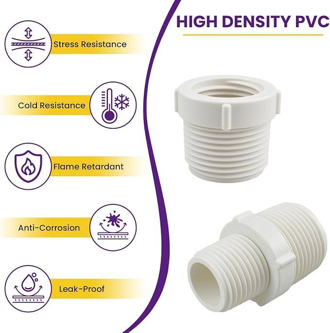 16Pcs PVC Pipe Fittings Reducer Bushing Coupling, 1/2" to 3/4" Male to - Image 3