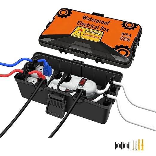 Medium Outdoor Waterproof Electrical Box, Extension Cord Box by NineLeaf