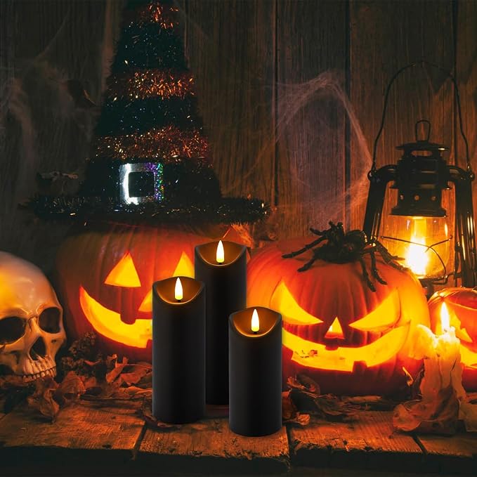24 Pack Black Halloween Decoration Flickering Flameless Candles, Battery - Image 6