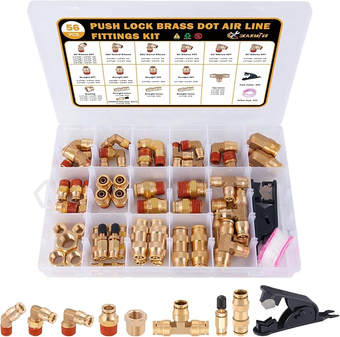 56 Pcs Brass DOT Air Line Fittings kit - Image 8