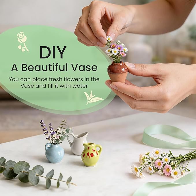 Cute Mini Ceramic Vase Magnets for Fridge, Funny Small Plant Magnets, Tiny 3D - Image 2