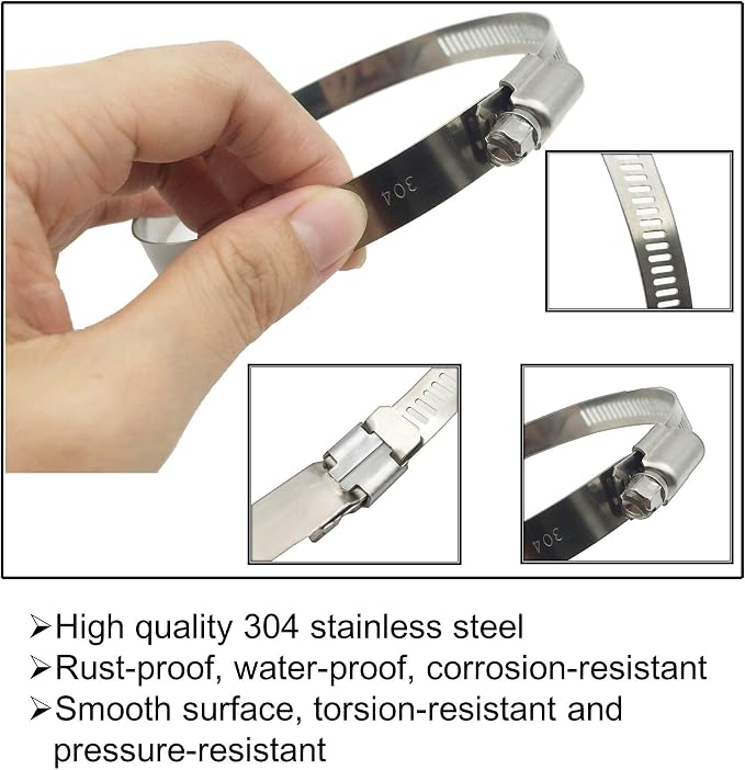 4 Inch Adjustable 304 Stainless Steel Duct Clamps Hose Clamp | Rust Resistant - Image 2
