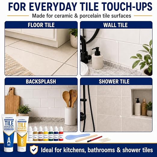 Tile Repair Kit, Ceramic & Porcelain Tile Chips & Cracks Repair-Color Match | - Image 5