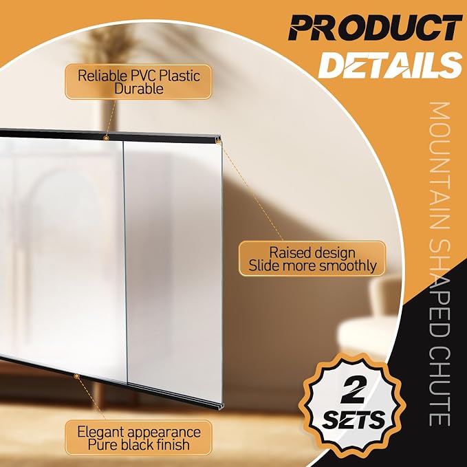 4 Sets 4FT Sliding Door Track for 1/8" Thick Panels Closet Glass Doors Plastic - Image 3