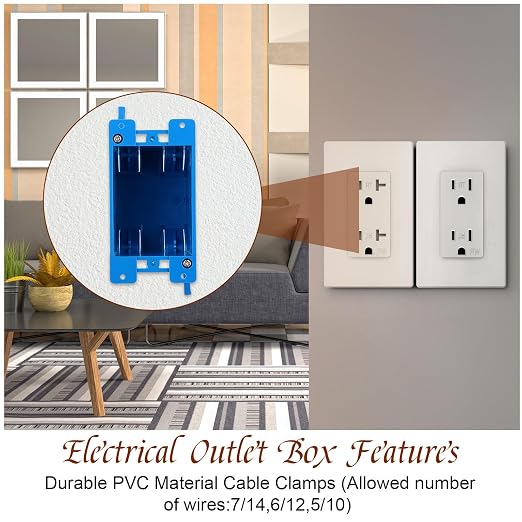 8 Pack Electrical Outlet Box Single Gang PVC Electrical Boxes 1-Gang Old Work - Image 3