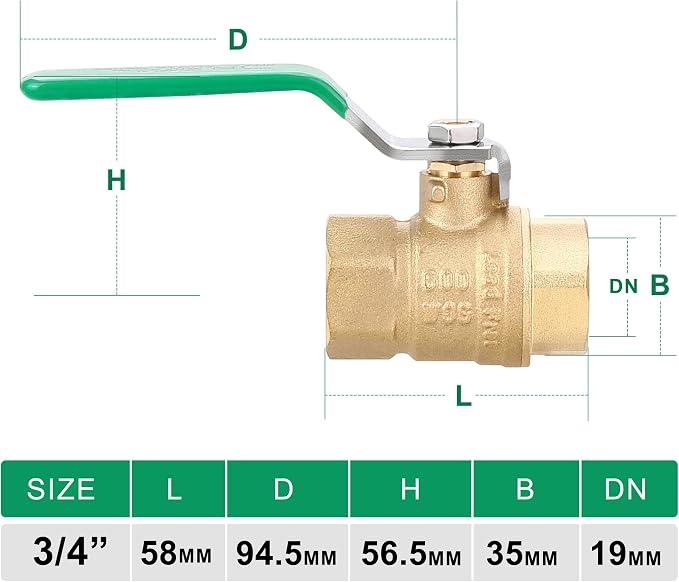 2PCS 3/4’’ NPT Ball Valve, Lead-Free Brass, Full Port Shut Off Valve - Image 5
