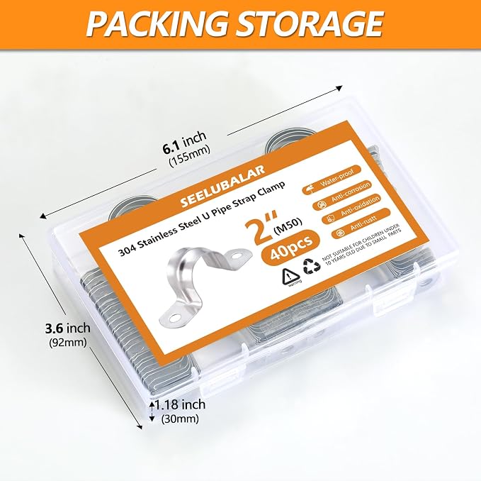 60Pcs M50 Stainless Steel Conduit Clamps | Conduit Clamps, Heavy Duty Pipe - Image 6