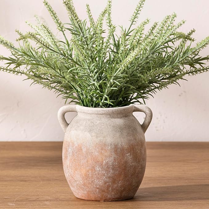 Dobbyby Ceramic Flower Small Vase 6 inch Farmhouse Rustic Vase Decorative by Dobbyby