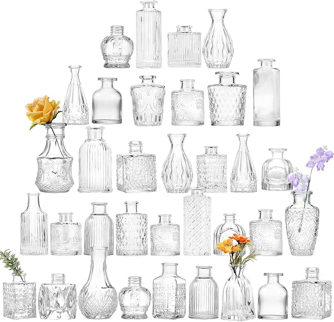 Fixwal 36pcs Glass Bud Vase Bulk Set, Wedding Decorations, Table Decor by Fixwal