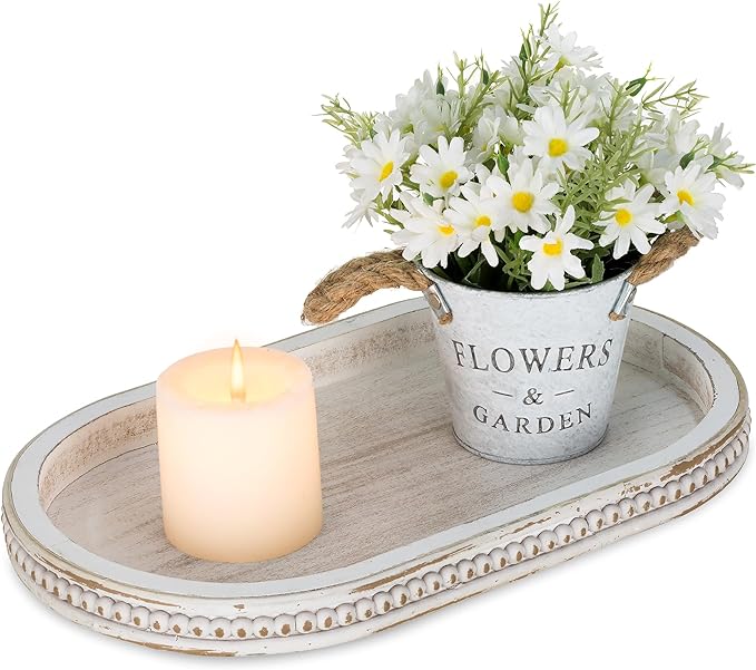 Hanobe 15" White Oval Decorative Trays by Hanobe