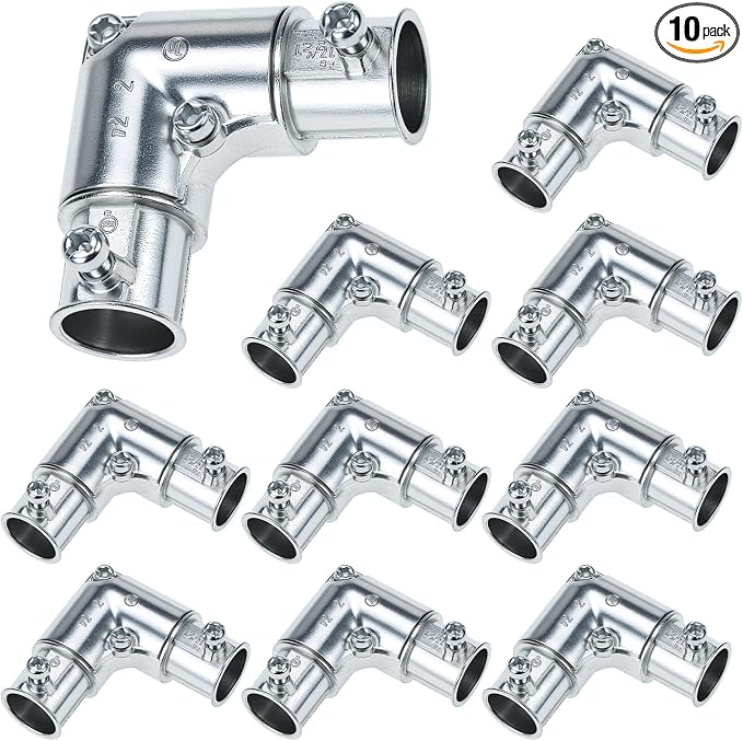 QWORK 1/2 Inch EMT Conduit Fittings Inside Corner Pull Elbow, 10 Pack 90 Degree by QWORK