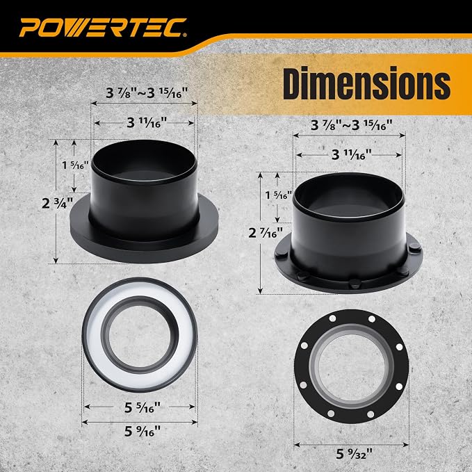 POWERTEC 70525 4" Magnetic Dust Collection Fittings Starter Kit - Image 8