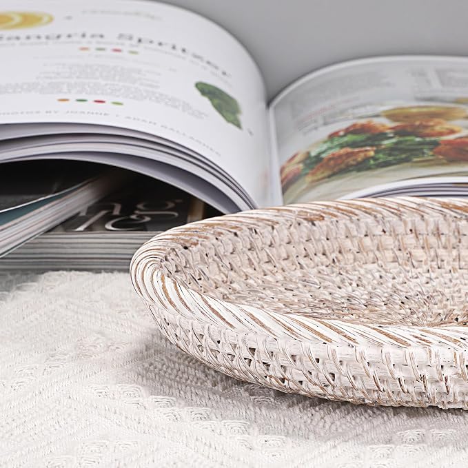 Hipiwe Small Key Basket Bowl for Entryway 7.6" Round Woven Wicker Basket | - Image 9