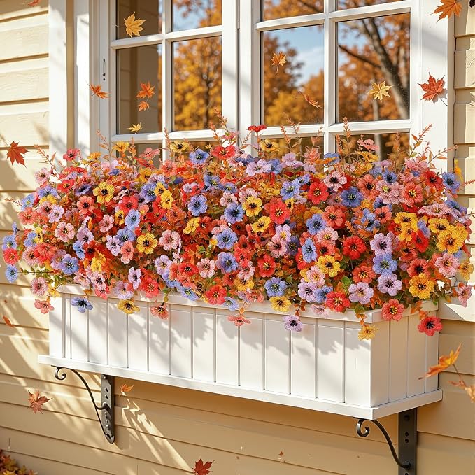 SHareconn 48Pcs Artificial Fall Flowers UV Resistant Fake Mums - Image 5