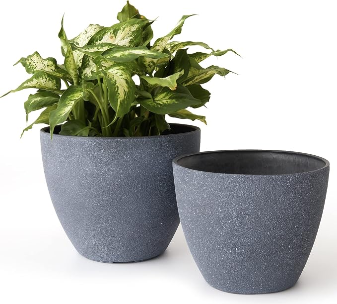 LA JOLIE MUSE Planter Pots, Indoor Outdoor Flower Pot, 8.6+7.5 Inch 2 Pack | by LaJol%C3%ADeMuse