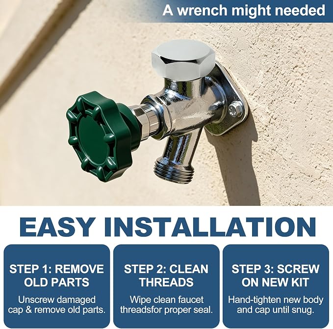 1 Pack Outdoor Faucet Repair Kit, Brass Vacuum Breaker Repair Kit Fit 2 Sizes - Image 6
