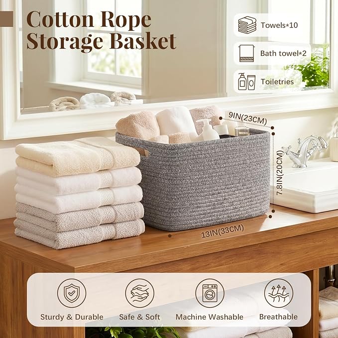 OIASKET 4Packs Natural Cotton Rope Storage Baskets - Image 2