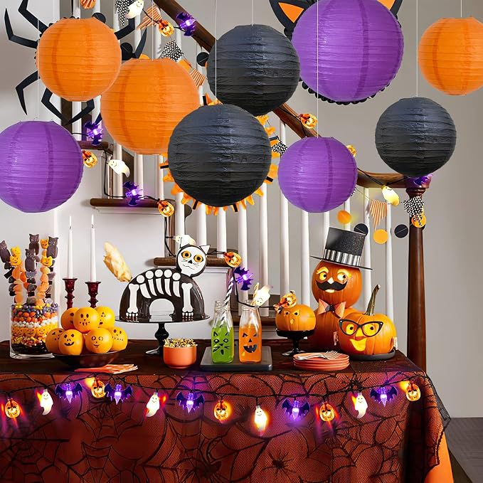 BEISHIDA Black Orange Purple Paper Lantern 6/8/10/12Inch Round Chinese Lamp | - Image 4