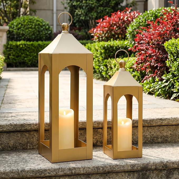 Modern Farmhouse Lantern Decor Metal Decorative Hanging Candle Lanterns | Ideal - Image 7