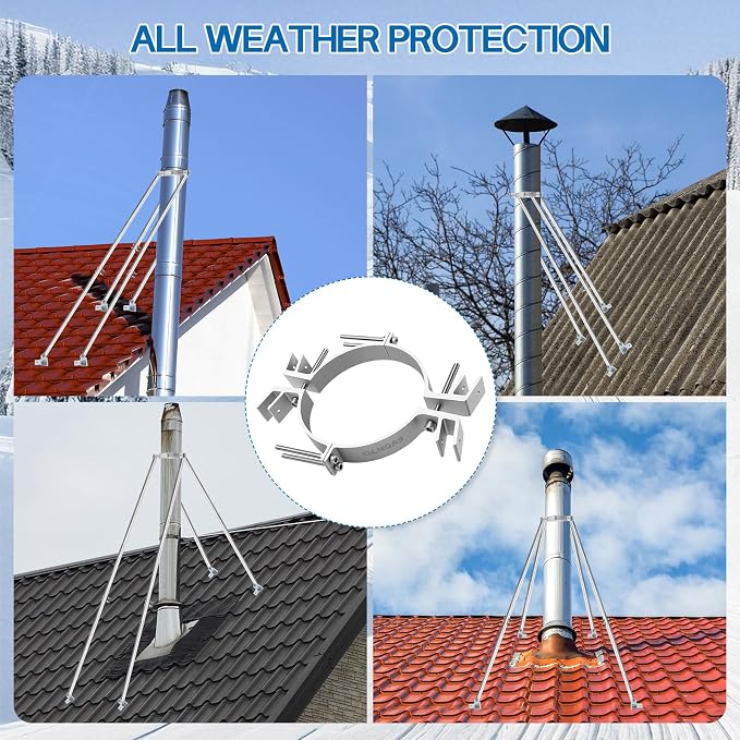 2026 Updete 6-8 Inch Extended Roof Bracket Supports Chimney Stove Pipe - Image 8