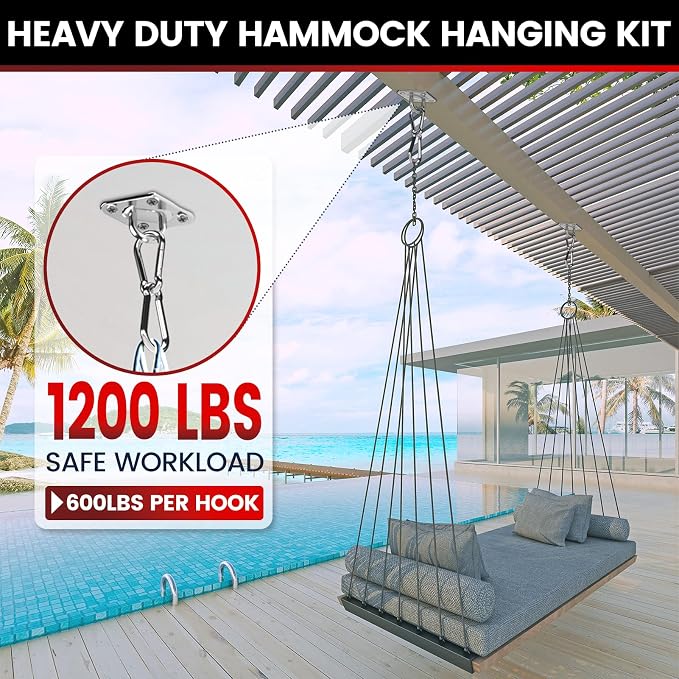 304 Stainless Steel Pad Eye Snap Hook, M8 Ceiling Hook 1200Lb, Yoga Gym - Image 2