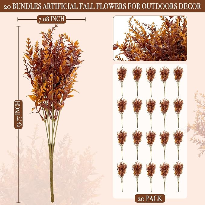 TURNMEON 20 Bundles Artificial Fall Flowers - Image 2