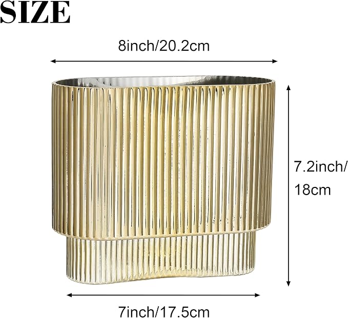 Ribbed Vase, Modern Vases for Living Room, Dining Table, 7 Inch - Image 6