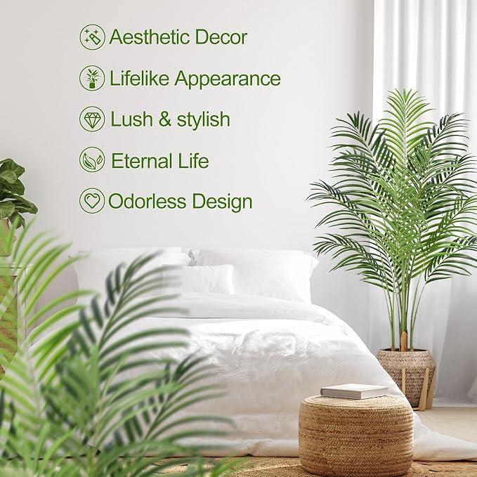 5ft Artificial Palm Tree Indoor Plant Tall Fake Tropical Paradise Palm Tree in - Image 2