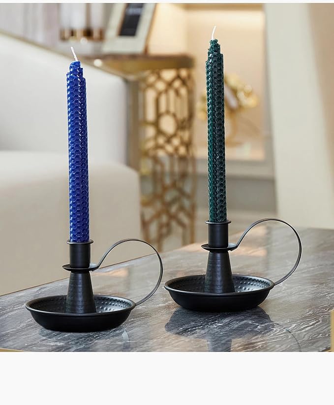 Black Retro Iron Taper Candle Holders - Image 5