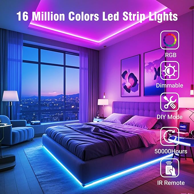 VOLIVO 130FT LED Strip Lights RGB Color Changing | 44-Key IR Remote Control - Image 3