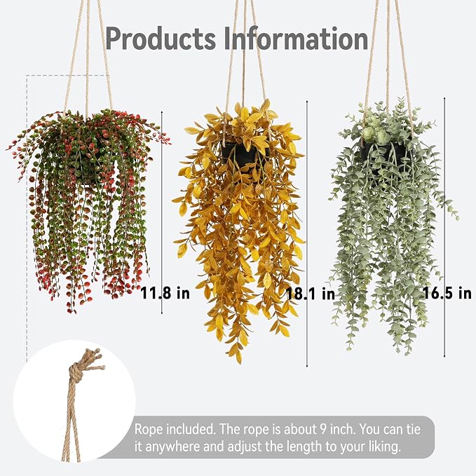 3 Packs Fake Hanging Plants - Image 3
