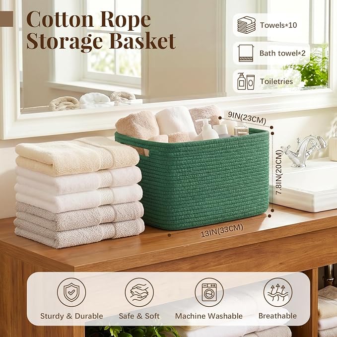 OIASKET 4Packs Natural Cotton Rope Storage Baskets - Image 2