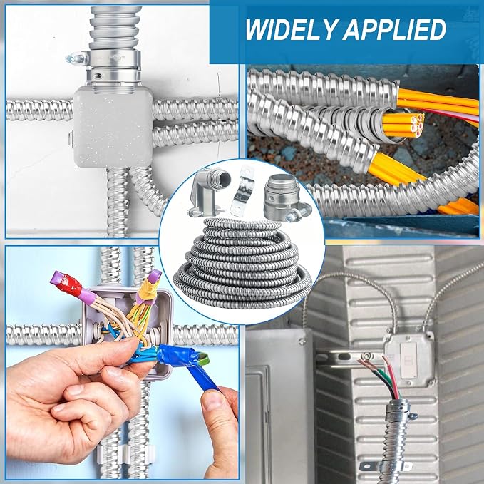 eflyefly 1/2 Flexible Metal Electrical Conduit Kit，50 Feet of 1/2-inch Flexible - Image 2