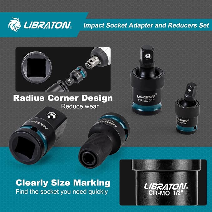 LIBRATON Impact Socket Adapter and Reducer Set 11PCS, Socket Adapters | Blow - Image 5