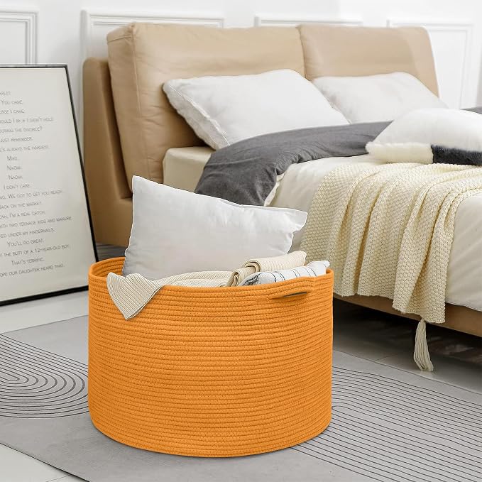 Extra Large Orange Basket, Baby Nursery Wicker Laundry Towel Basket, Kids Dog - Image 6