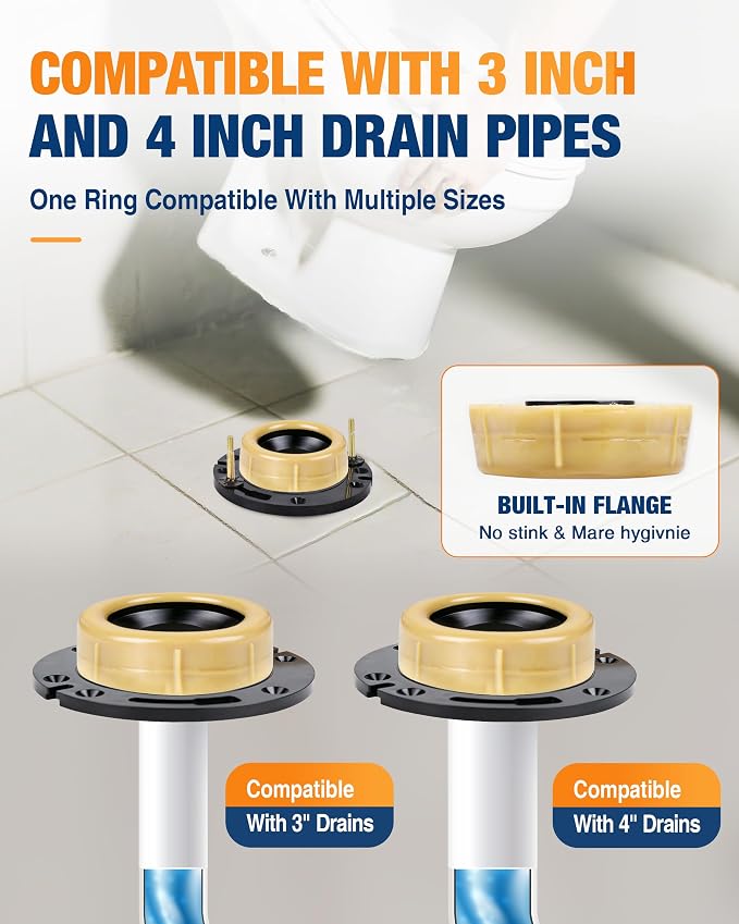Jamini Toilet Flange Kit with 1.57in Wax Ring – Fix Leaks and Provide Strong - Image 3