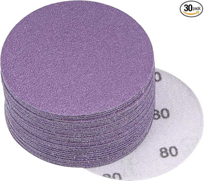 uxcell 30Pcs 3" Purple Sanding Discs 80 Grits Hook and Loop Sand Paper | by uxcell